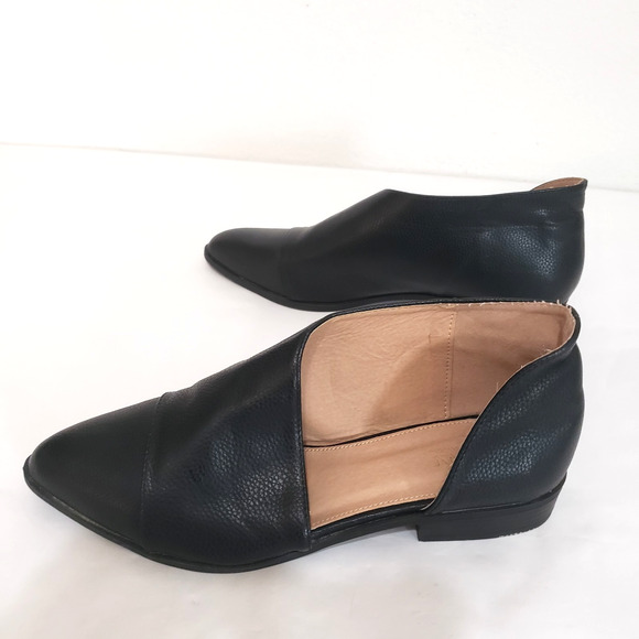 Catharine Malandrino SIZE 10 Flats Zwan Shoes D’Orsay Black Pointed Open Side - Picture 7 of 15